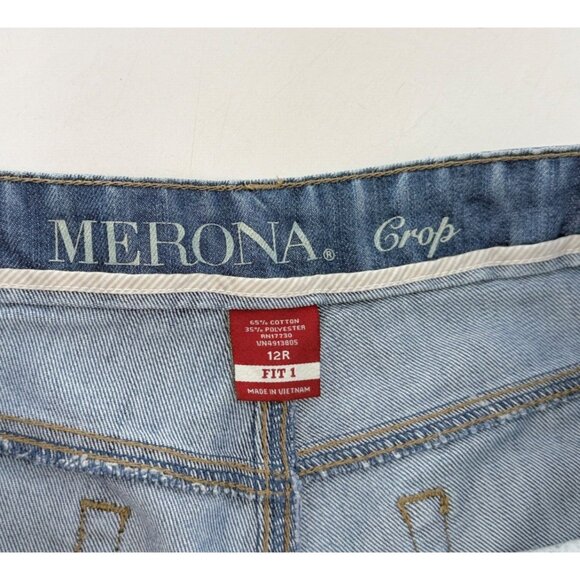 Merona Jeans Women’s Blue Denim Crop Cuffed Mid Rise Jeans 12R Normcore - Picture 6 of 8